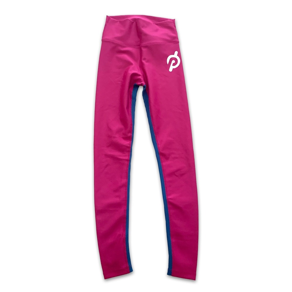 Peloton Show Up Rib High Waisted Leggings‎ Pink/Blue Sz S